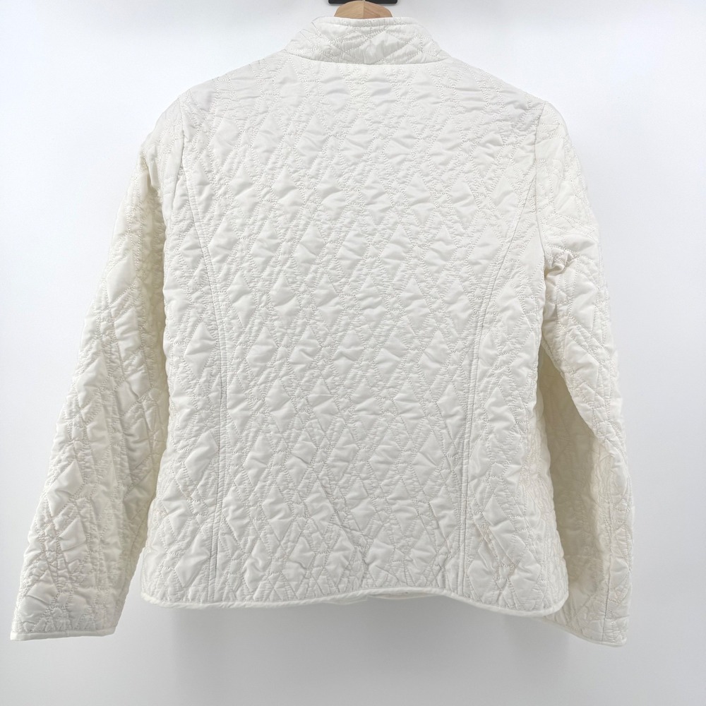 REQUIREMENTS Quilted Jacket Vanilla Cream Ivory Button Front Collar Medium - Picture 3 of 9